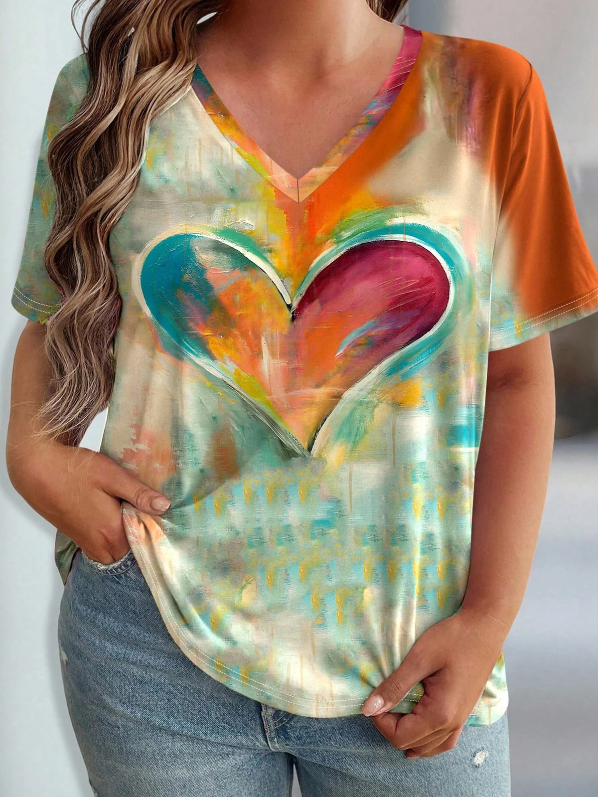 Women's Plus Size Floral T-Shirt – Casual Short Sleeve Summer Pullover Top