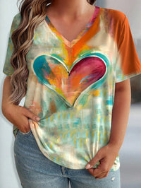 Women's Plus Size Floral T-Shirt – Casual Short Sleeve Summer Pullover Top