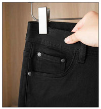 Men's Pure Black Slim Fit Jeans – Light Luxury Stretch Straight Leg Pants 2025