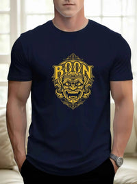 Men's Cotton Graphic Mask T-Shirt – Summer Round Neck Streetwear Tee