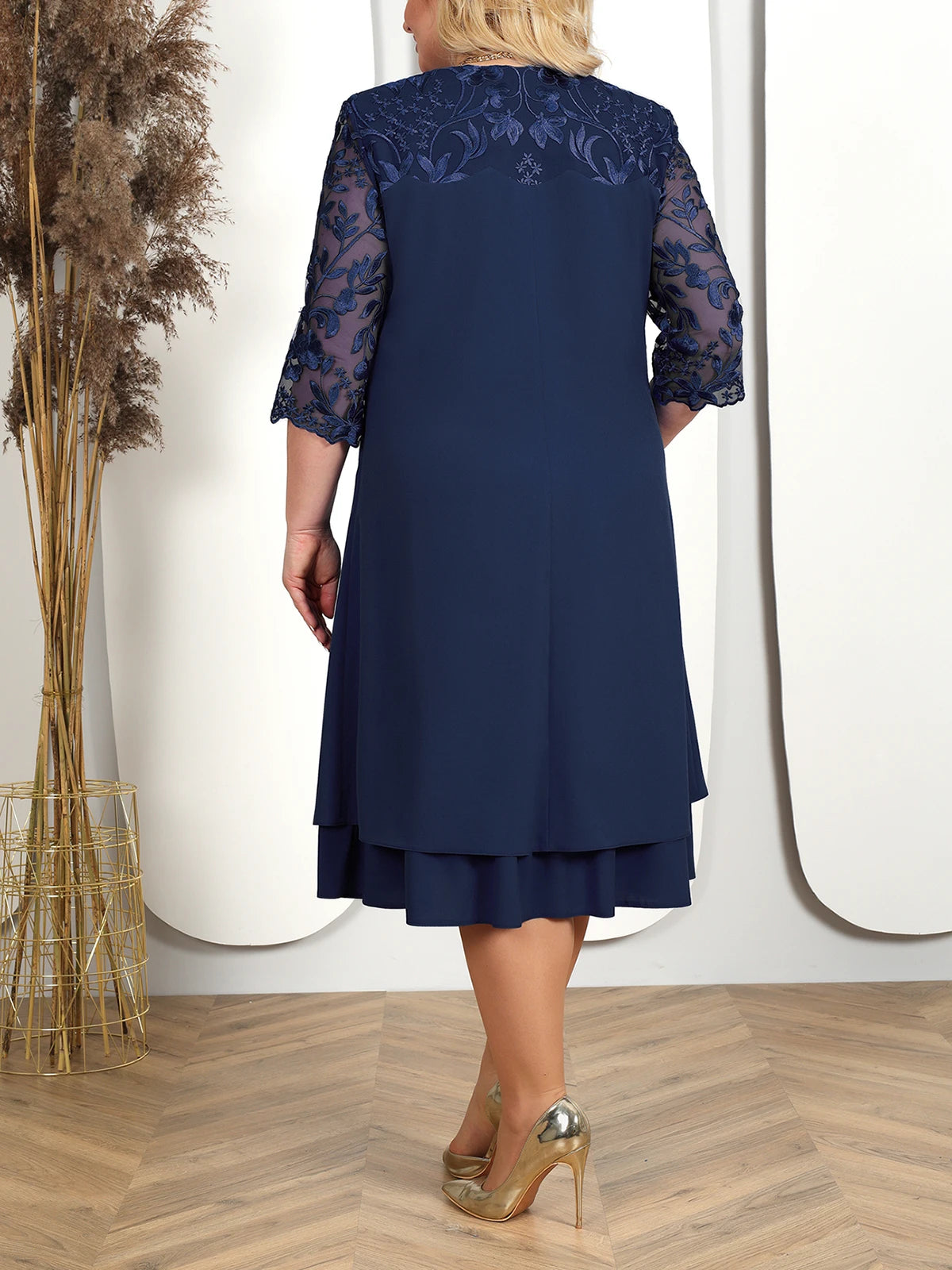 Women's Plus Size Floral Formal Dress – Elegant Loose Party & Wedding Dress 2025