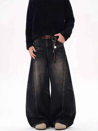 Men's Vintage Black Baggy Jeans – Wide Leg Streetwear Denim Pants