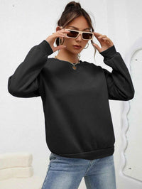 Women's Casual Solid Color Sweatshirt – Loose Fit Crewneck Fashion Pullover