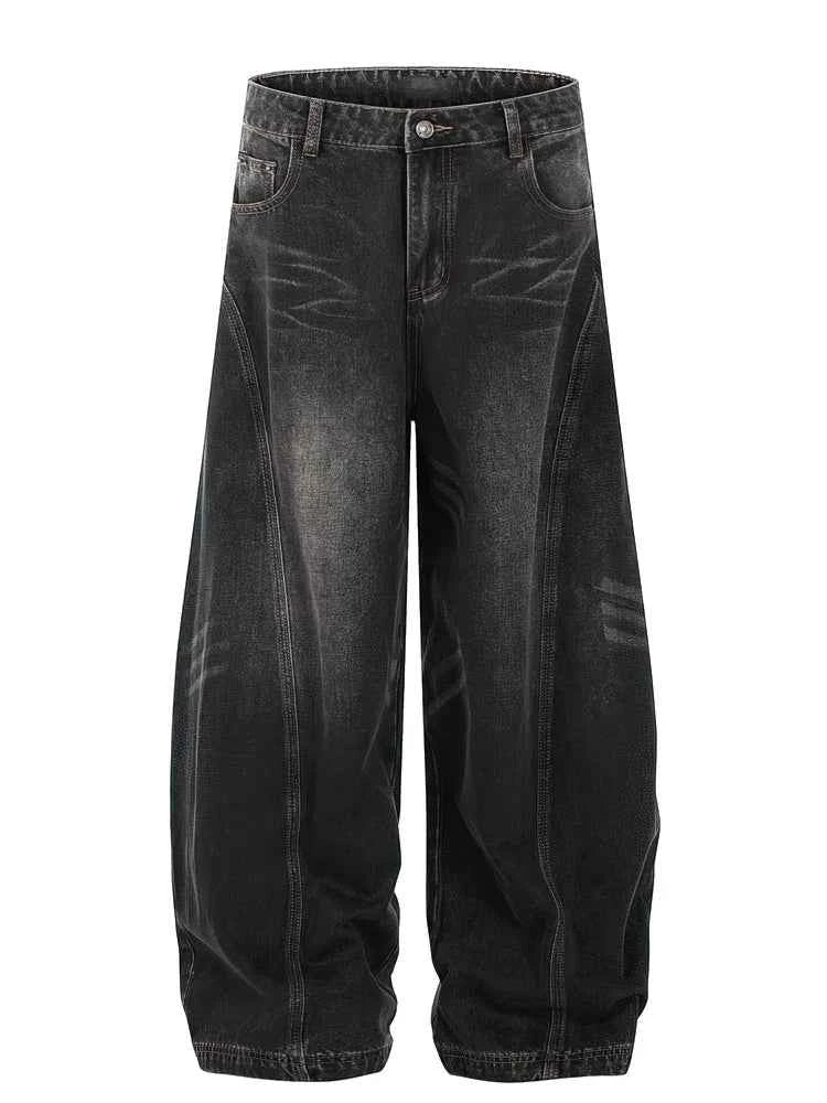 Men's Vintage Black Baggy Jeans – Wide Leg Streetwear Denim Pants