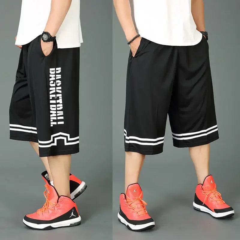 Men’s summer casual capri shorts loose fit hip hop straight pants plus size