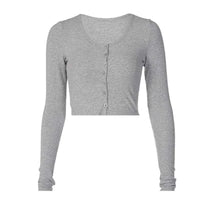 Women's Long Sleeve Crop T-Shirt – Slim Fit Single Breasted Streetwear Top
