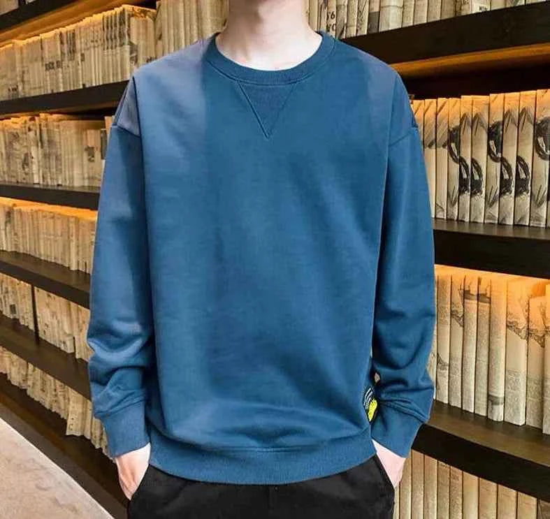 Men's Plain Polyester Round Neck T-Shirt – Smooth Round Neck Y2K Japan Style Pullover Top 2025
