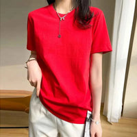 Women's Loose Cotton O-Neck T-Shirt – Casual Summer Short Sleeve Tee