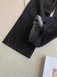 Men's Black Red Selvedge Jeans – Raw Denim Wide Leg Micro Flare Pants