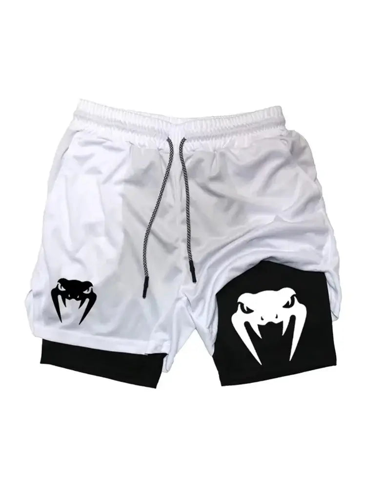 Men’s 2 in 1 running shorts breathable lightweight double layer gym shorts