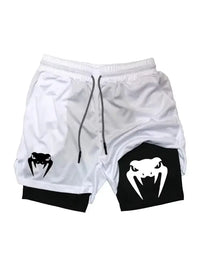 Men’s 2 in 1 running shorts breathable lightweight double layer gym shorts