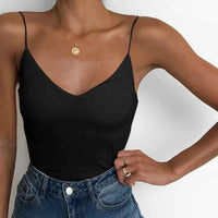 Women's Slim Camisole Tank Top – Solid Sleeveless Summer Strap Vest