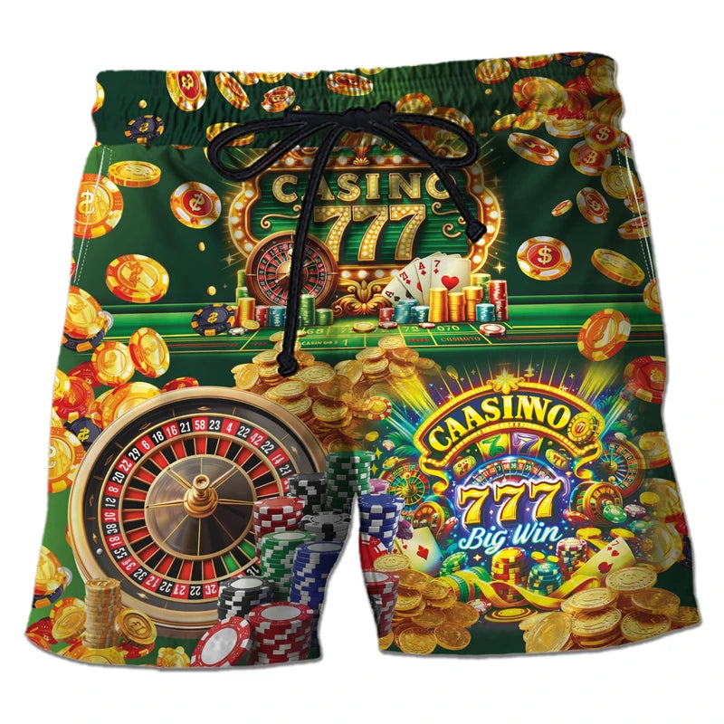 Men's Casino Poker Boardshorts – 3D Print Beach Shorts Casino Club Style