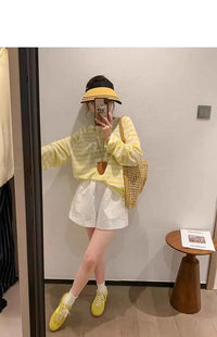Women's Striped Loose Fit Summer T-Shirt – Trendy Korean Style Sun-Proof Summer Top