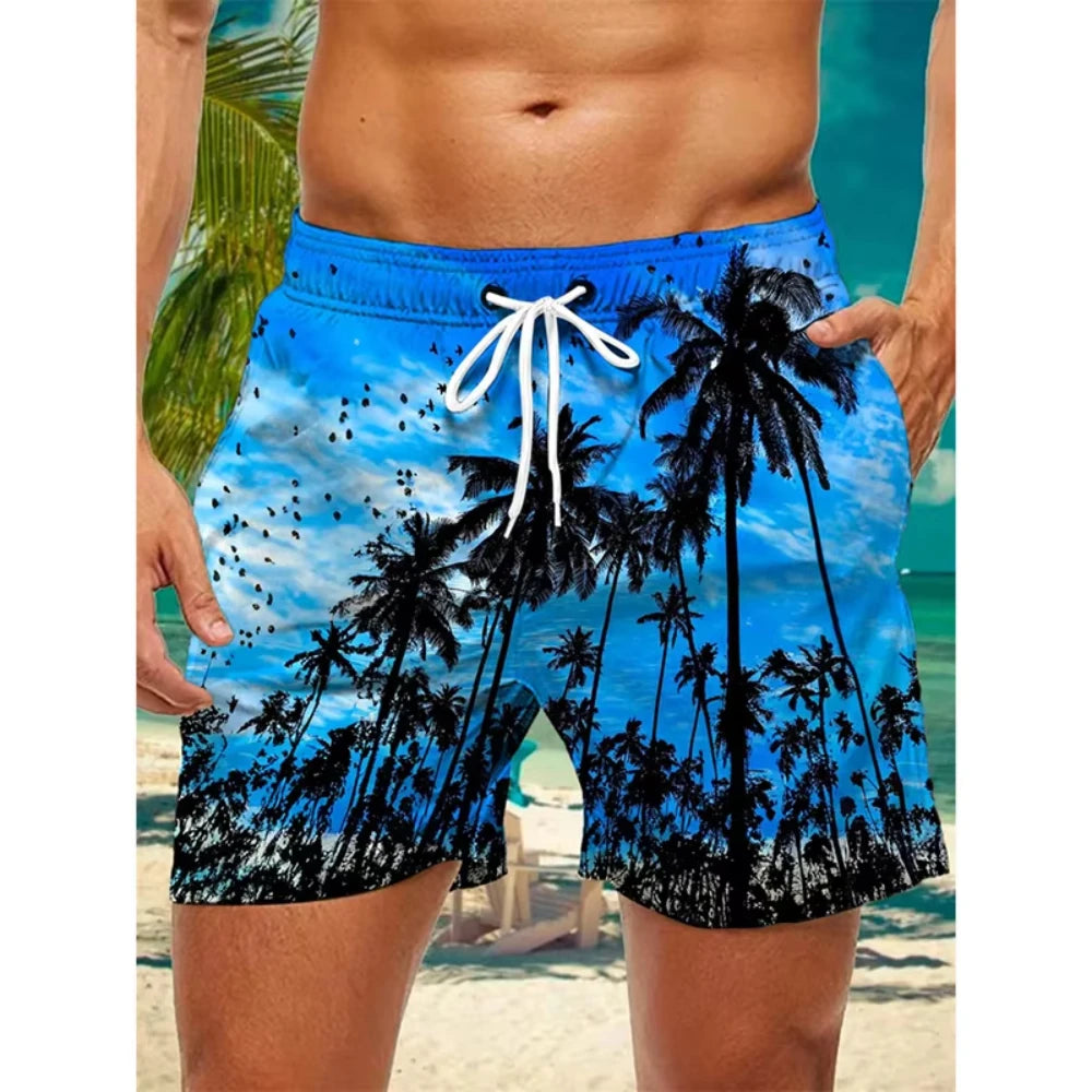 Men's Tropical Palm Tree Board Shorts– 3D Print Summer Beach Shorts 2025