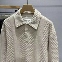 Men's Loose Knitted Polo Sweatshirt – Long Sleeve Early Autumn Casual Pullover