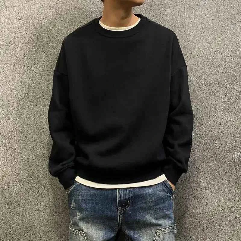 Men's Green Fleece Hooded Sweatshirt – Solid Color Casual Pullover Hoodie