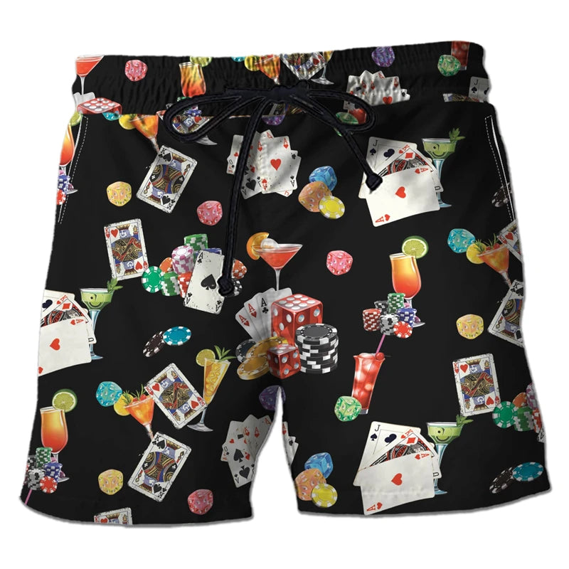 Men's Casino Poker Boardshorts – 3D Print Beach Shorts Casino Club Style