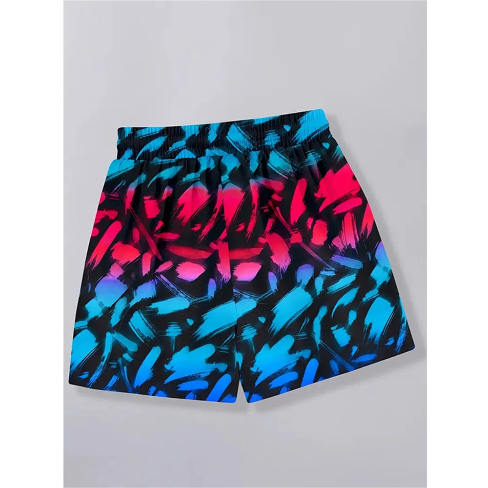 Men's 3D Print Skateboard Board Shorts – Funny Drawstring Beach Swim Trunks