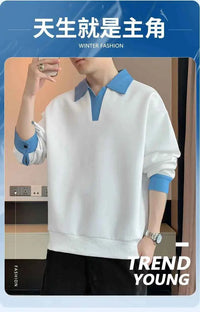Men's Two Piece Lapel Sweatshirt Set – Loose Fit Casual Long Sleeve Top
