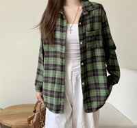 Women's Plaid Button Down Shirt Jacket– Long Sleeve Casual Check Top