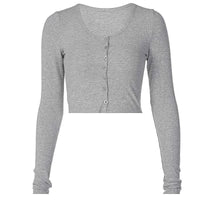 Women's Long Sleeve Crop T-Shirt – Slim Fit Single Breasted Streetwear Top