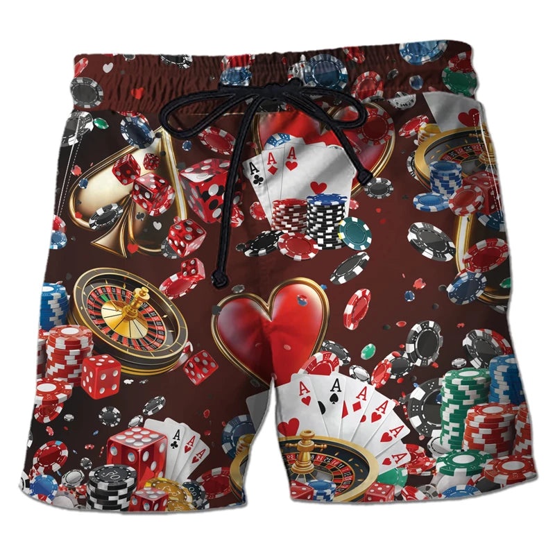 Men's Casino Poker Boardshorts – 3D Print Beach Shorts Casino Club Style