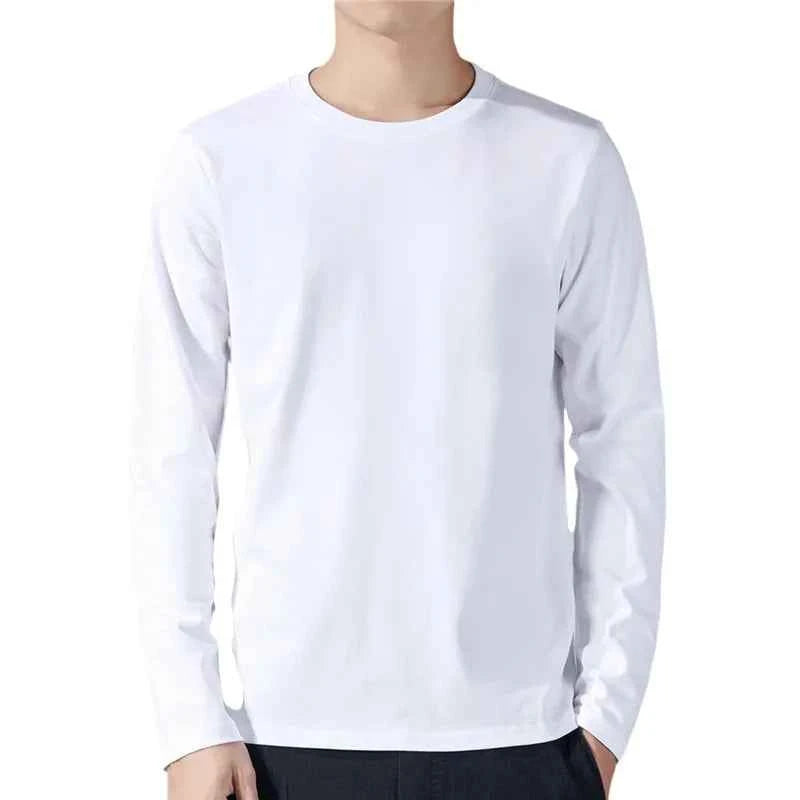 Men's Cotton Long Sleeve T-Shirt – Solid Color Full Sleeve Undershirt for Spring & Autumn Casual Wear