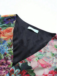 Women's Plus Size Floral Maxi Dress – Elegant V-Neck Party Dress 2024