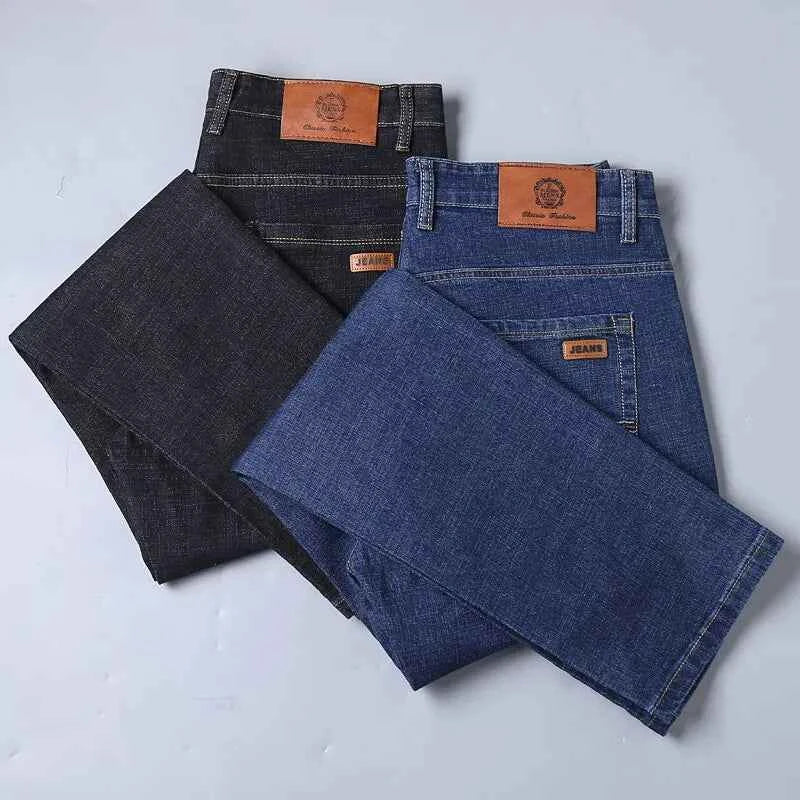 Men's Black Biker Denim Jeans – Classic Soft Stretch Casual Pants