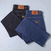 Men's Black Biker Denim Jeans – Classic Soft Stretch Casual Pants