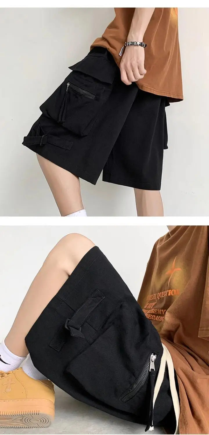 Men's Retro Workwear Shorts – Loose Wide-Leg High Street Casual Pants