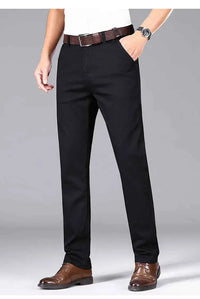 Men's Black Stretch Straight Jeans – Thin Breathable Business Casual Pants