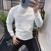 Men's 100% Cotton Long Sleeve Sweatshirt – Round Neck Aesthetic Pullover Tee
