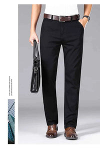 Men's Black Stretch Straight Jeans – Thin Breathable Business Casual Pants