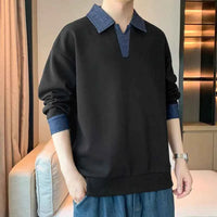 Men's Two Piece Lapel Sweatshirt Set – Loose Fit Casual Long Sleeve Top