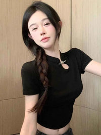 Women's Retro Chinese Style T-Shirt– Trendy Streetwear Casual Summer Tee