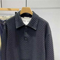 Men's Loose Knitted Polo Sweatshirt – Long Sleeve Early Autumn Casual Pullover