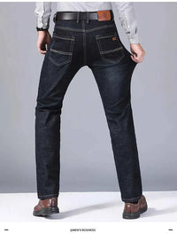 Men's Black Biker Denim Jeans – Classic Soft Stretch Casual Pants