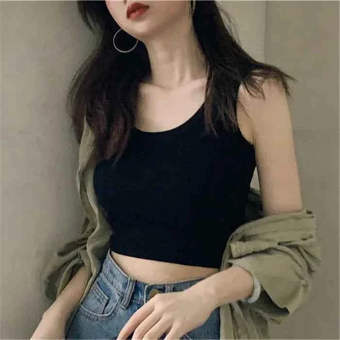 Women's Y2K Crop Tank Top – Sleeveless Korean Harajuku Aesthetic Vest