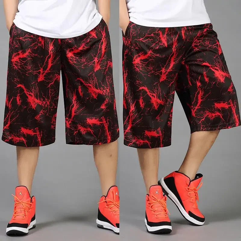 Men’s summer casual capri shorts loose fit hip hop straight pants plus size