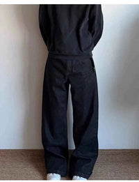 Men's Black Red Selvedge Jeans – Raw Denim Wide Leg Micro Flare Pants