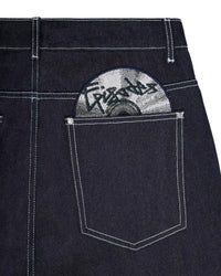 Retro Black Embroidered Wide Leg Jeans – Hip Hop Harajuku Streetwear Pants