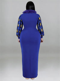 Women's Plus Size Vintage Maxi Dress – Elegant Long Sleeve Streetwear Dress