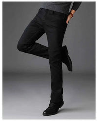 Men's Black Stretch Biker Jeans – Classic Fashion Denim Trousers