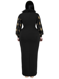 Women's Plus Size Vintage Maxi Dress – Elegant Long Sleeve Streetwear Dress