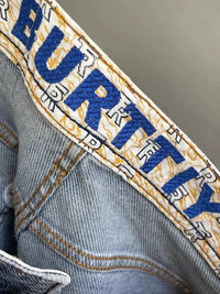 Men's Light Blue Embroidered Jeans – Slim Fit Vintage Washed Casual Pants