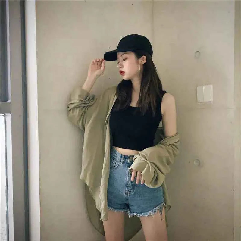 Women's Y2K Crop Tank Top – Sleeveless Korean Harajuku Aesthetic Vest