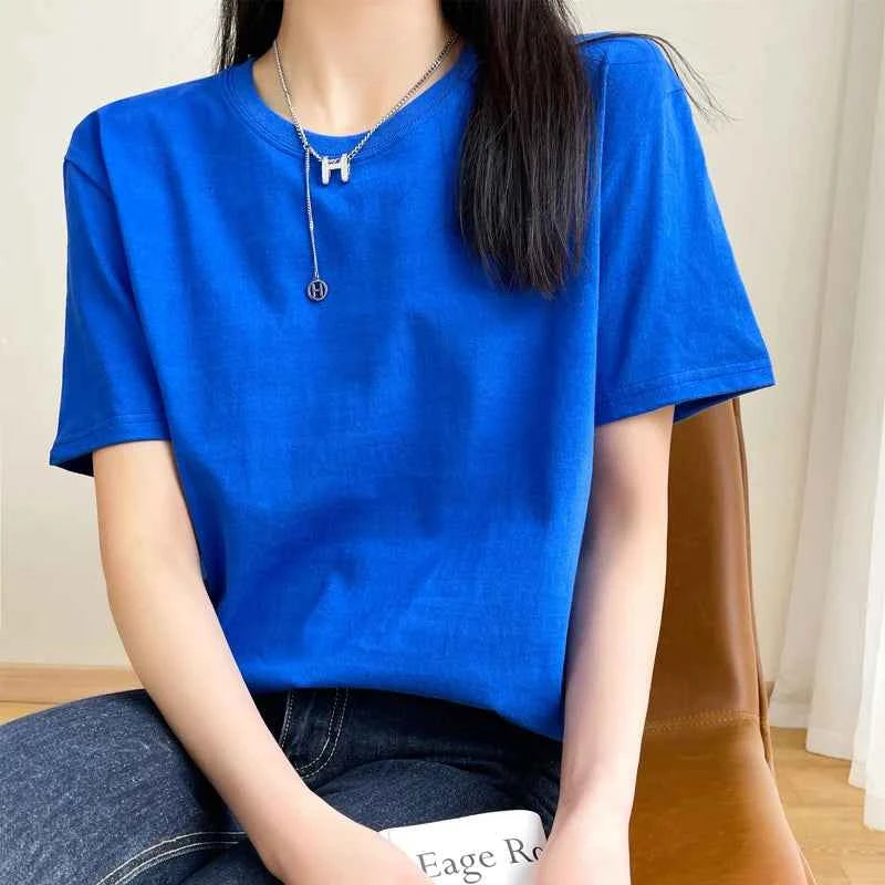 Women's Loose Cotton O-Neck T-Shirt – Casual Summer Short Sleeve Tee