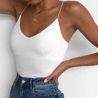 Women's Slim Camisole Tank Top – Solid Sleeveless Summer Strap Vest
